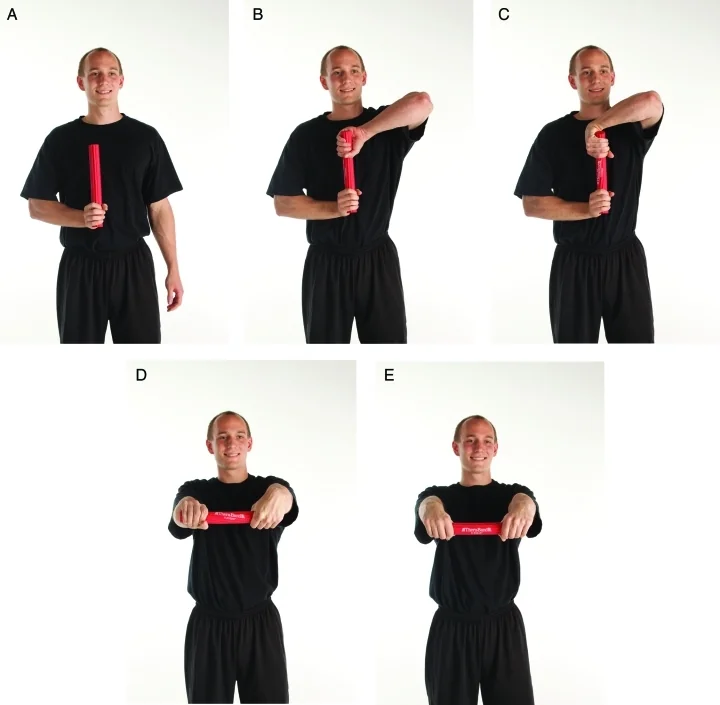 Clinical rehabilitation diagram of eccentric forearm wrist extensor strengthening