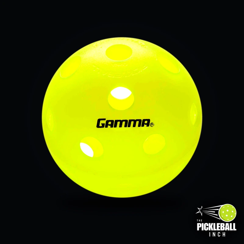 Gamma Photon Indoor Pickleball Ball Lab Test Review on Dark Studio Background