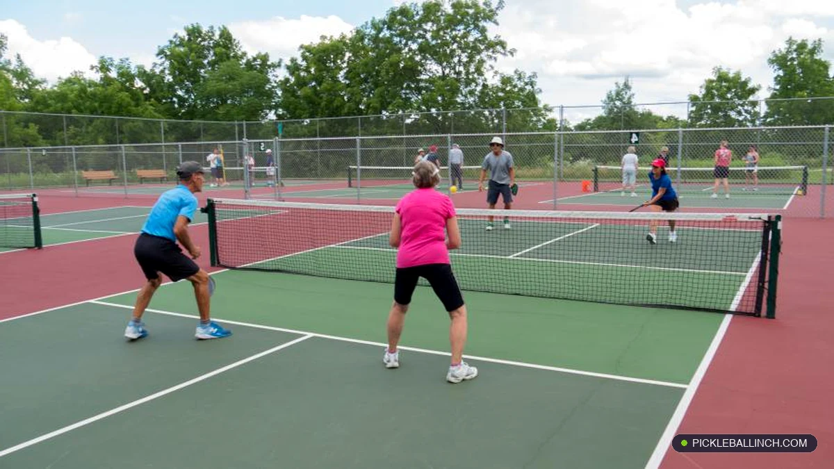 Public municipal outdoor pickleball courts at city park in Madison Wisconsin