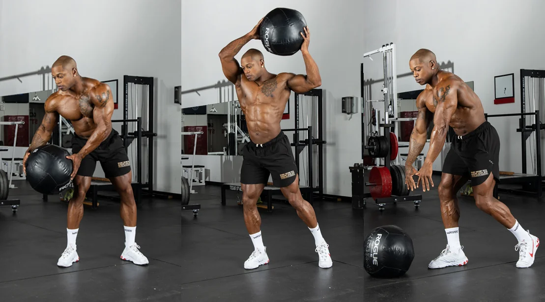 Explosive medicine ball rotational slam exercise building transverse core power for roll volleys