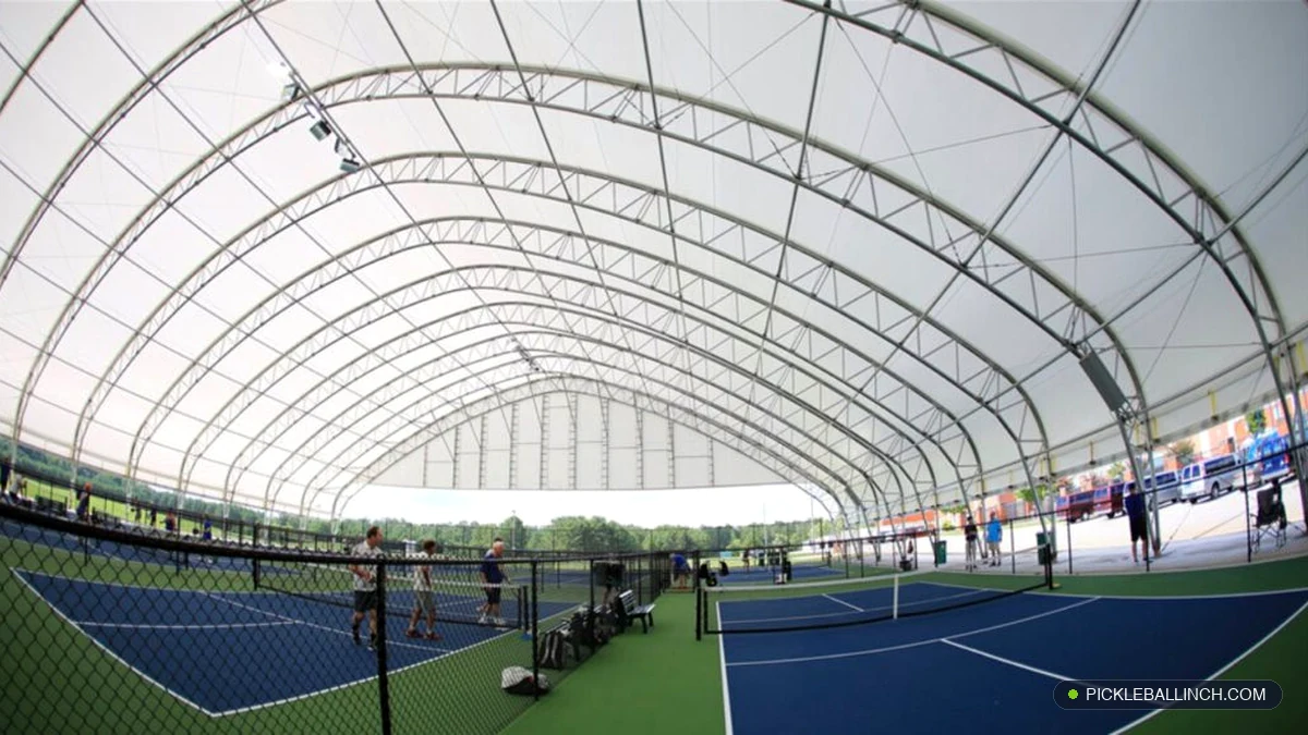 Opelika SportsPlex 24 covered tournament pickleball courts with canopy shade in Alabama
