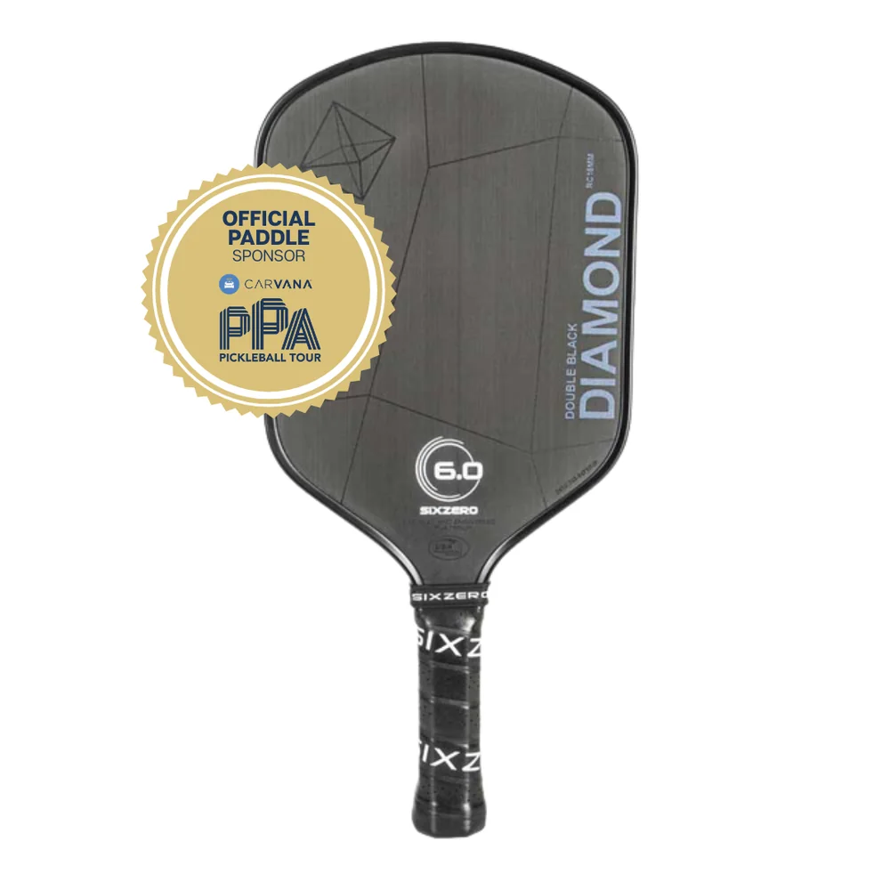 Six Zero Double Black Diamond 16mm raw carbon fiber hybrid pickleball paddle