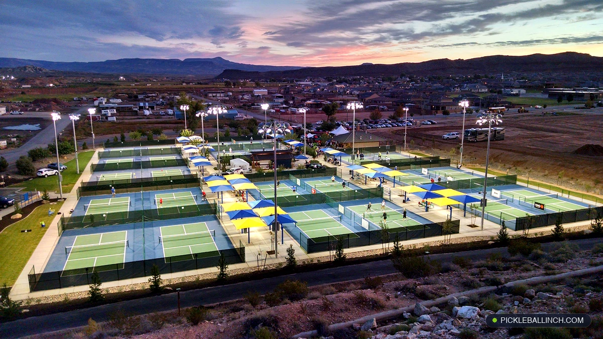 Little Valley Pickleball Complex 24 dedicated courts with red rock mountains in St George Utah