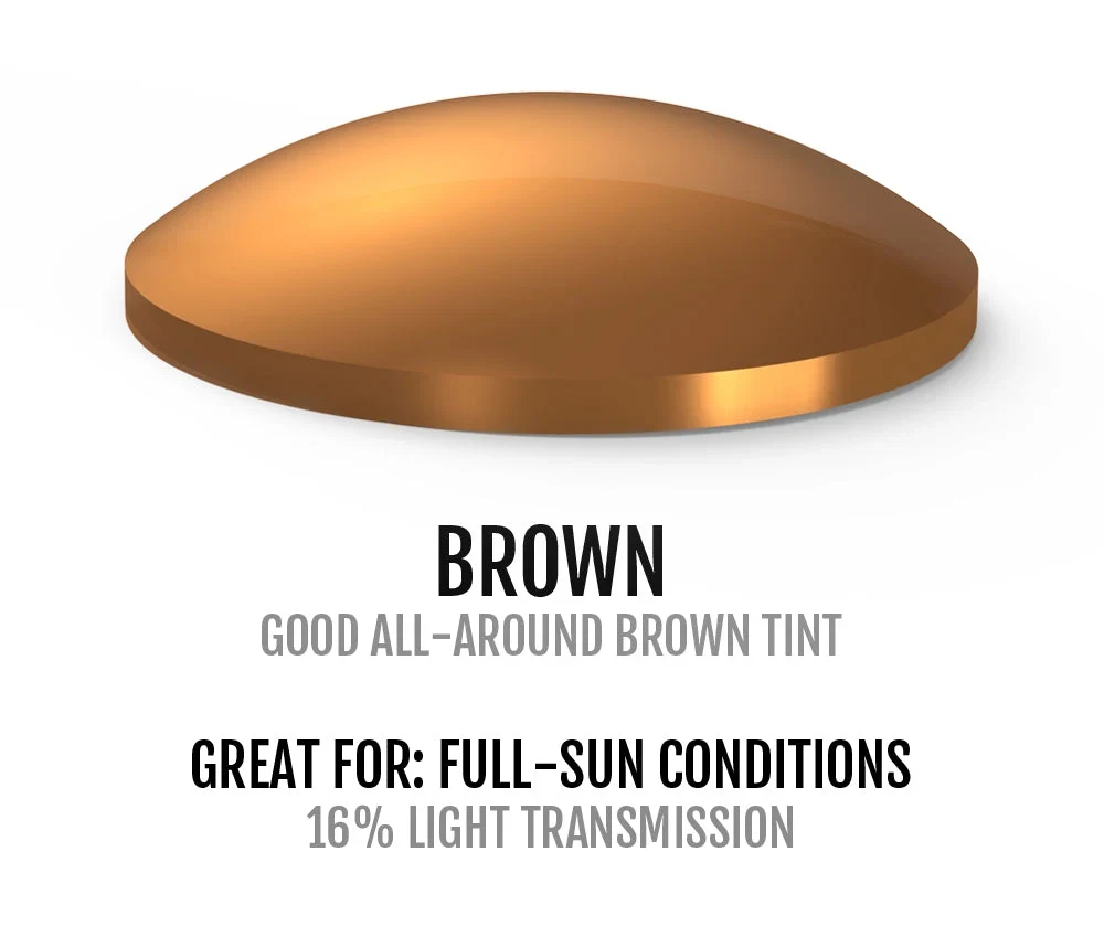Amber and brown high-glare sports sunglass lens tint for direct sunlight on blue courts